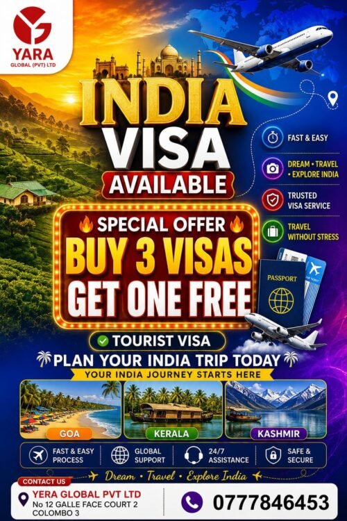 Indian Tourist Visa Available Yera Global (PVT) LTD Colombo